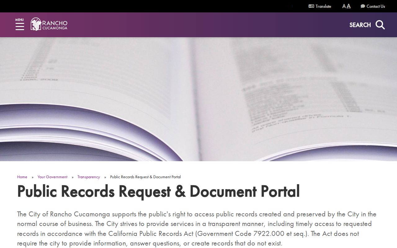 Rancho Cucamonga people search links on the official city records hub