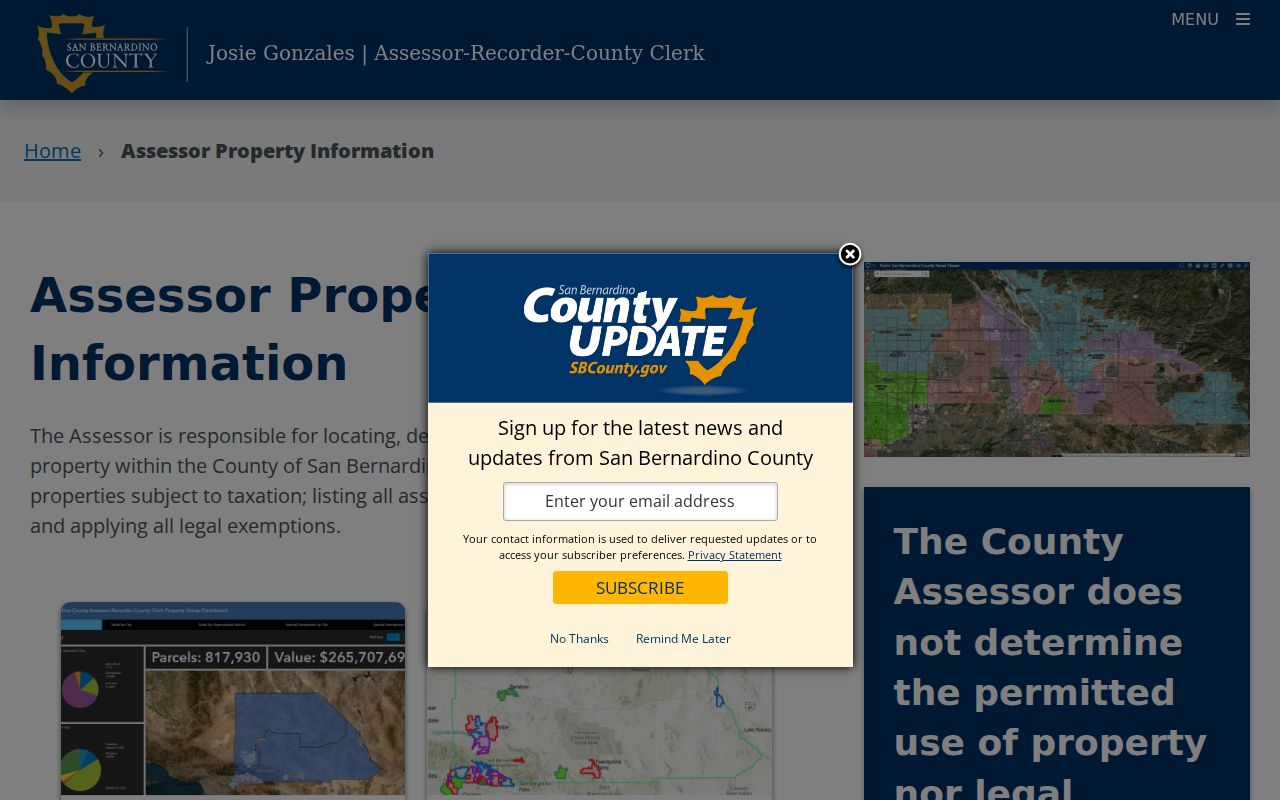 Rancho Cucamonga public records assessor property information page